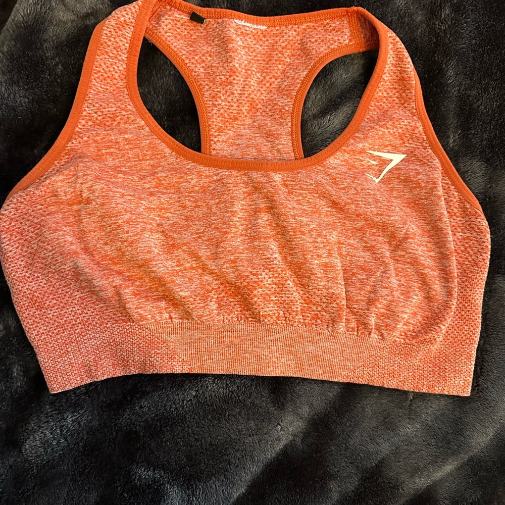 Seamless Orange Gym shark Sports Bra